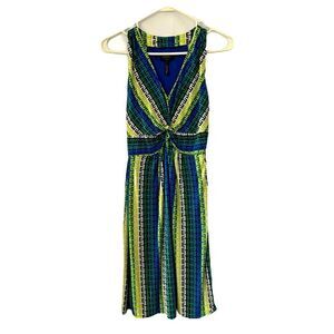 Laundry by Shelli Segal colorful v neck sleeveless dress.